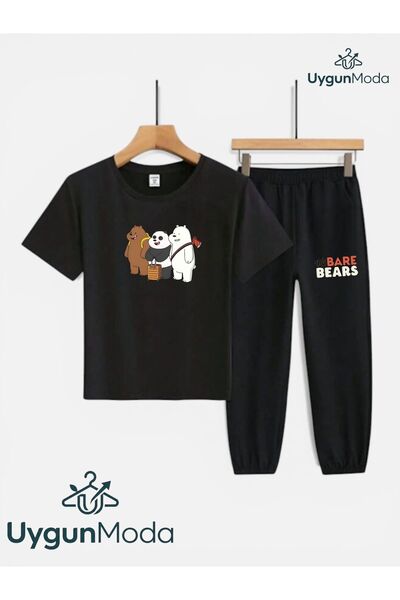 UygunModa T-Shirt with Bags and Bear Print, Sweatpants (with Pockets), Top an...