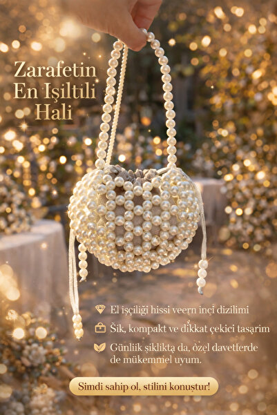 design bk Kalpli inci çanta mini tasarım boy şıklığın zerafeti