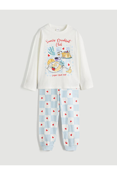 LC Waikiki Set de pijamale pentru fete cu guler rotund