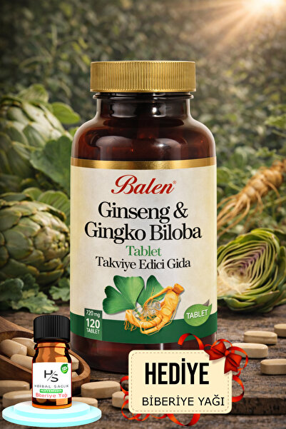 Balen Ginseng Ginkgo Biloba Tablet 120 Adet Takviye Edici Gıda + HEDİYE BİBER...