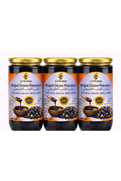 APİMED Natural Grape Molasses 3*800 Gr Without Additives Traditional Producti...