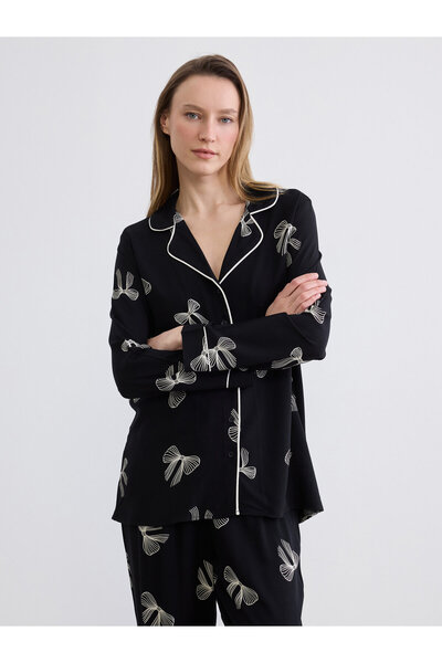 LC Waikiki Shirt Collar Bow Pattern Women's Pyjamas Set