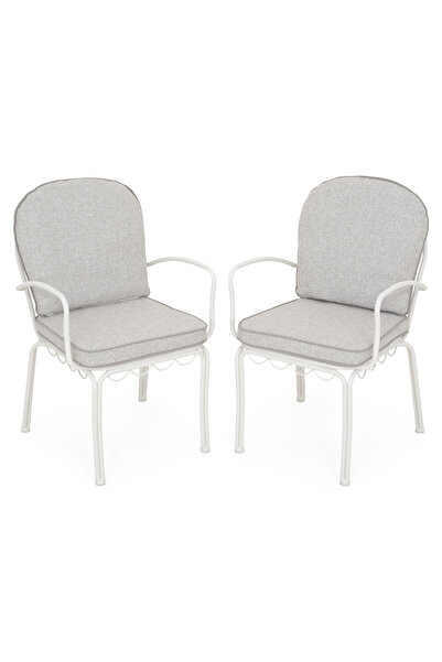 Maison Mex Set of 2 garden/terrace chairs, BOTANIC, L.54 l.59 H.82 cm, white/...