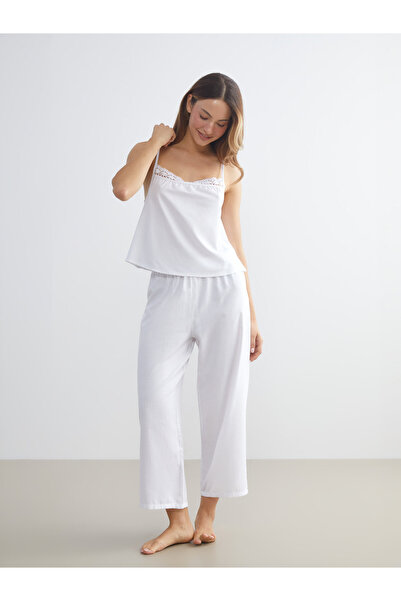 LC Waikiki Square Collar Lace Detailed Poplin Women's Pyjama Set