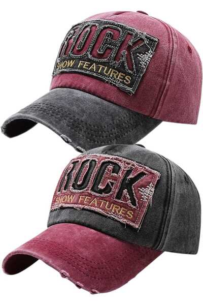 Mood Agenda Unisex Vintage Rock Embroidered Adjustable Baseball Cap Hat Set of 2