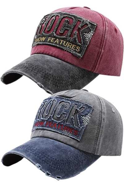 Mood Agenda Unisex Vintage Rock Embroidered Adjustable Baseball Cap Hat Set of 2