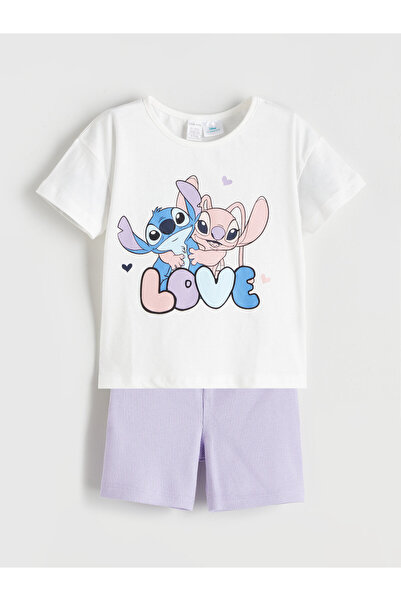 LC Waikiki Lilo & Stitch cu imprimeu Set de pijamale scurte pentru fetițe