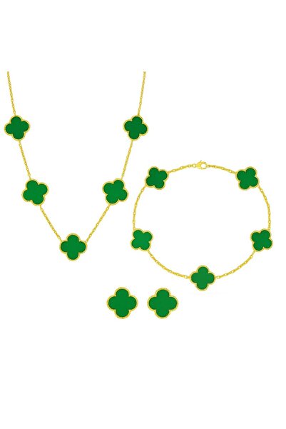 Novvu Βαν Λούξι Σετ Κοσμημάτων Πράσινο Χρυσό