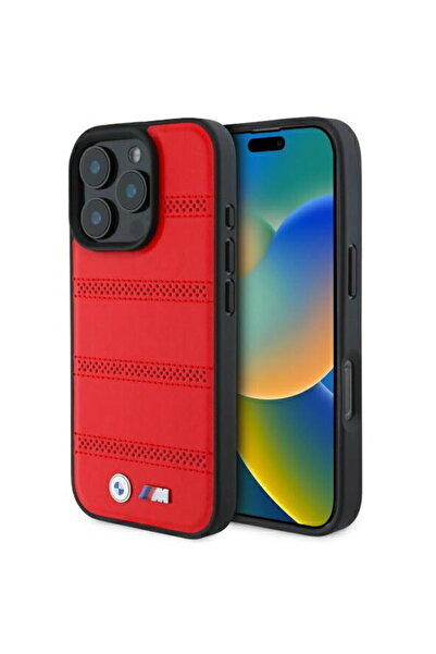 BMW iPhone 16 Pro Max - Carcasă rigidă M perforată și cusută cu linii MagSafe...