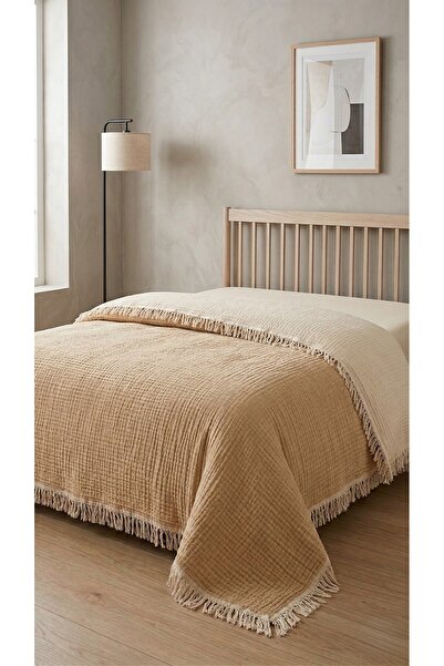 Mujo Home Collection Κάλυμμα κρεβατιού 4 στρώσεων από μουσελίνα Πικέ διπλής ό...