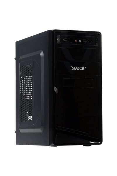 Spacer Carcasă Mini-Tower ATX, sursă 250W, Moon, USB2.0+Audio frontal, negru,...