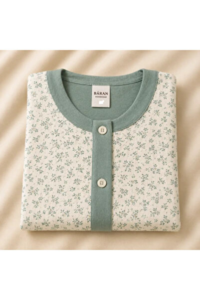 BARAN Women's Pajamas with Floral Print and Buttons - Daily Comfort Size 4XL