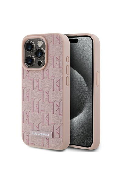 Karl Lagerfeld Husa iPhone 15 Pro - Leather MagSafe (KLHMP15LPKHPORPP) - Pink...