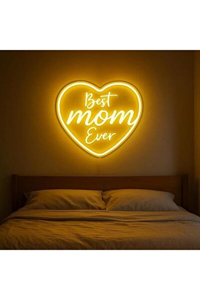 Slasa Best Mom Ever LED Neon Sign 33x40 cm Yellow Light with 6mm Acrylic Base...