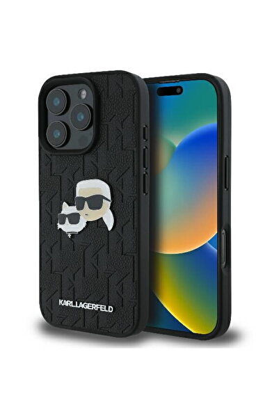 Karl Lagerfeld Husă iPhone 16 Pro - Carcasă rigidă din piele cu monogramă (KL...