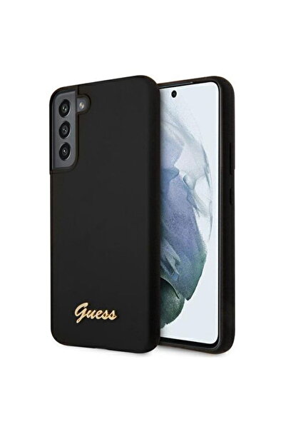 Guess Husa Silicone Script Metal Logo Samsung Galaxy S22 Plus Negru