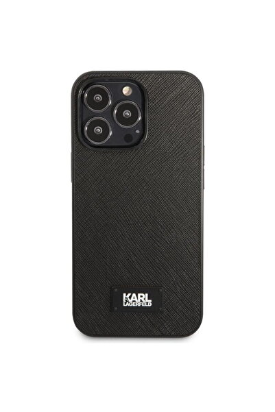 Karl Lagerfeld Saffiano Plaque iPhone 13 Pro Case Black