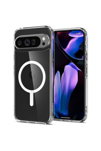Spigen Husa Ultra Hybrid OneTap Metal Ring MagSafe, albă - Google Pixel 9 Pro XL