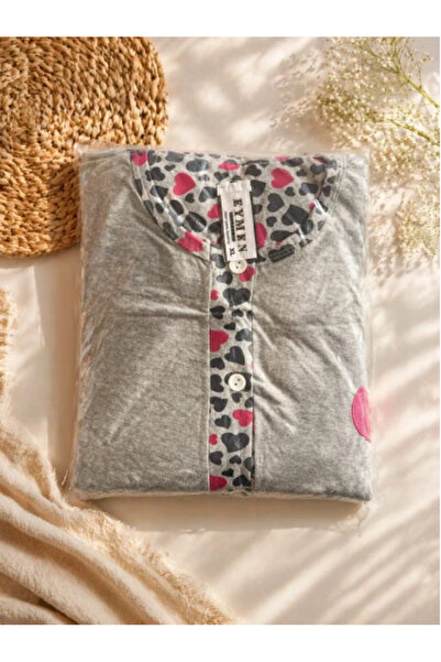 Eymen Women's Pajama with Floral Print and Buttons - Daily Comfort Size 4XL