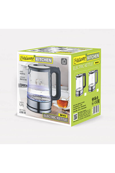 Maestro Fierbător electric MR-053-GRAY din sticlă 1.7 l 2200 W