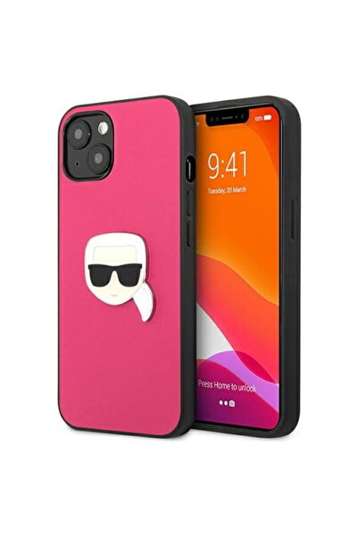 Karl Lagerfeld Leather Karl Head iPhone 13 Mini Pink case
