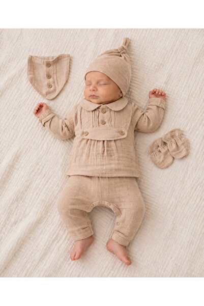 Hülya's MIND Muslin Baby Boy Hospital Discharge Set 5 Pieces 100% Organic Cot...