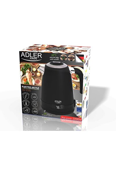 adler AD 1295b Fierbător electric, Putere 2200W, Capacitate 1.7 L, Negru