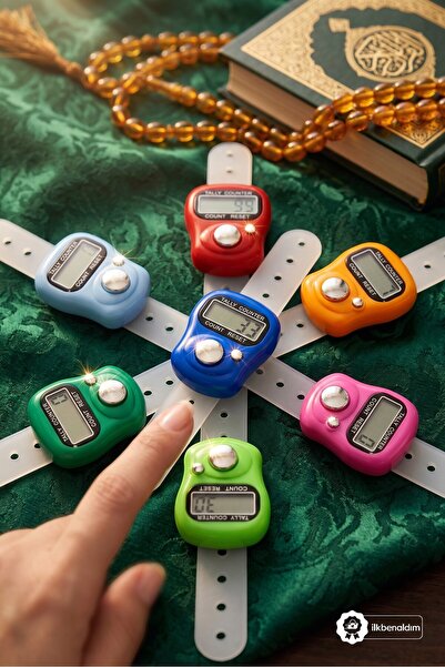 İlkbenaldim 10 Adet Dijital Zikirmatik Parmak Tesbih Sayacı Elektronik Zikirmatik Karışık Renk Dağıtmalık