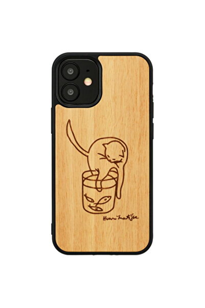 Other Husa MAN&WOOD pentru iPhone 12 mini, model pisică cu pește roșu