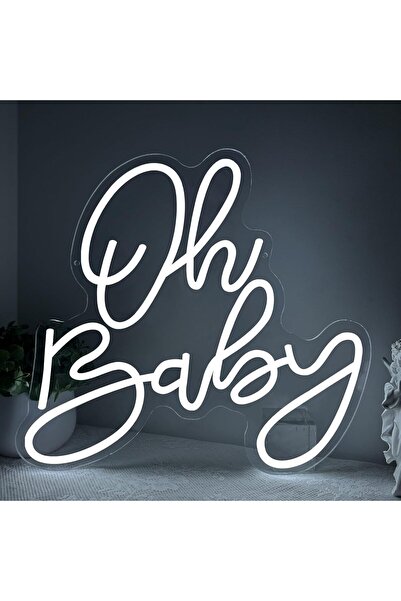Slasa Oh Baby LED Neon Sign 30x40 cm White Light with 6mm Acrylic Base Wall D...