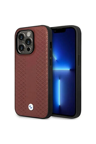 BMW Husă BMHMP14L22RFGR iPhone 14 Pro 6.1 "   Piele bordo cu model diama...