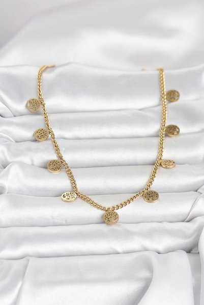 shopwave 316L Steel Gold Color Tree of Life Model Women's Necklace