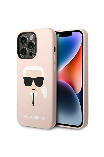 Karl Lagerfeld Husa telefon pentru iPhone 14 Pro, Karl Head, Silicon lichid, Roz