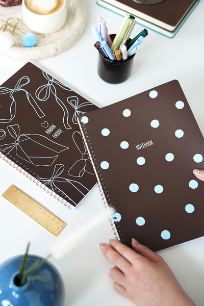 Matt Notebook Σχολικό Τετράδιο Α4 Σπιράλ 80 φύλλων Σετ 2 τεμαχίων – Ριγέ & Καρό