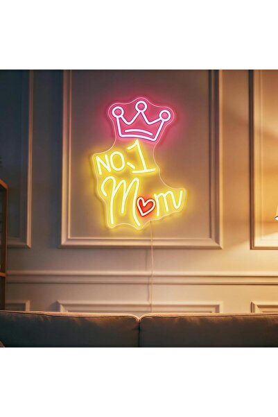 Slasa Home Is Where Mom Is LED Neon Sign 30x45 cm Multicolor Light with 6mm A...
