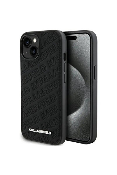 Karl Lagerfeld Quilted K Pattern case for iPhone 15 Plus / 14 Plus - black
