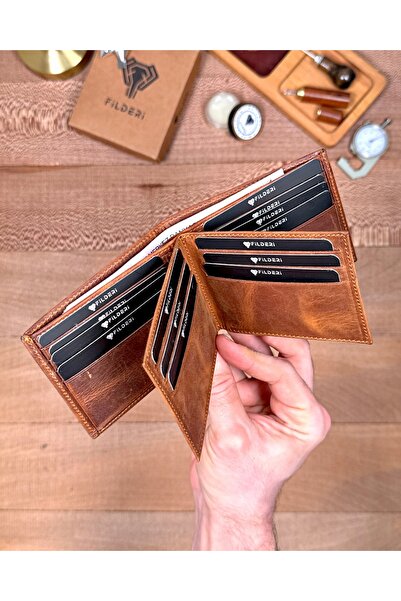 Fil Deri Πορτοφόλι από γνήσιο δέρμα με διπλές θήκες για κέρματα και πολλές θή...