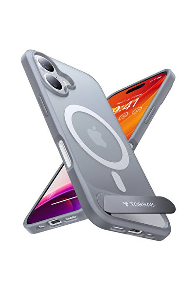 TORRAS Husă de telefon Pstand pentru iPhone 16 Plus (Gri titan)