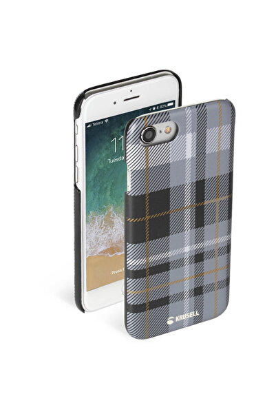 KRUSELL Husă ediție limitată Apple iPhone 8/7 gri închis în carouri