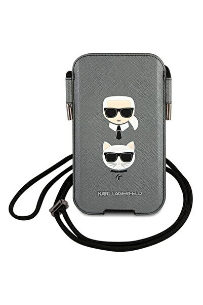 Karl Lagerfeld Geantă rigidă KLHCP12LOPHKCG 6,7 " gri Saffiano Ikonik Karl&Ch...