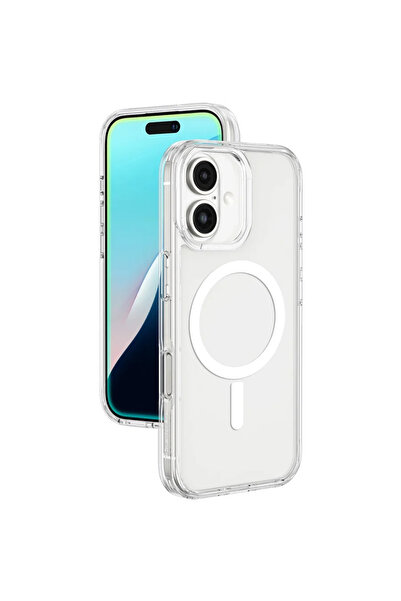 Amazingthing Husă Minimal Mag cu Inel Magnetic pentru iPhone 16 - Transparentă