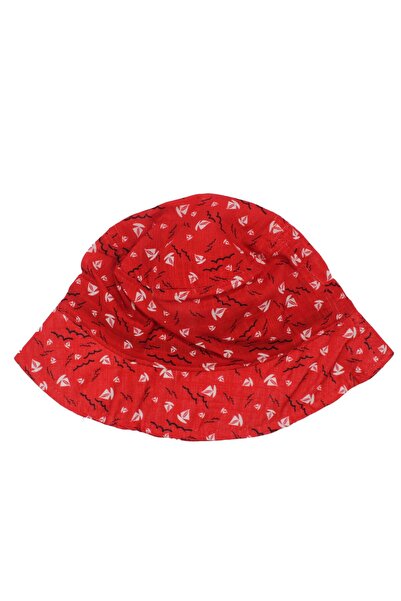 bebegen Boy's Red Sailing Printed Fedora Hat 4-8 Years Old