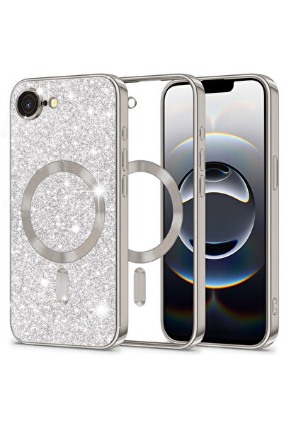 Techsuit Husă pentru iPhone 16e - Luxury Glitter MagSafe - Argintiu