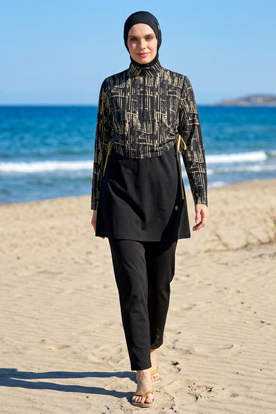 Haliç Mayo Αθλητικό μαγιό Lycra Full Covered Hijab 6488 Μαύρο01