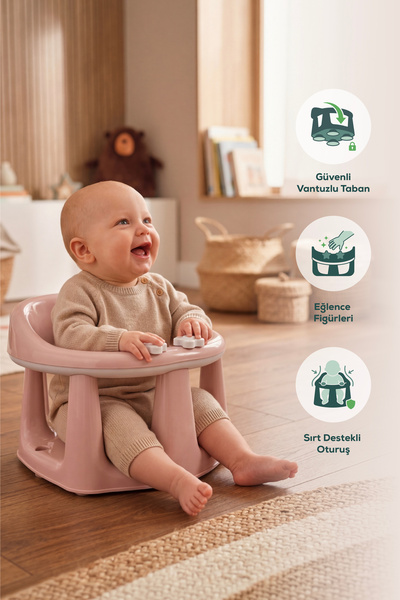 Wumboo Bebek Banyo Oturağı - Mama Oturağı Vakum Tabanlı Bebek Oturağı Pembe