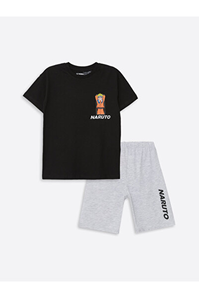 LC Waikiki Set de pijamale pentru băieți Naruto cu imprimeu cu guler rotund ș...