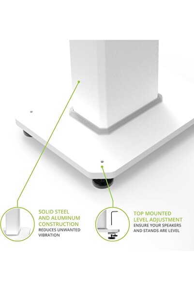 KANTO SX30W Universal Fillable Speaker Floor Stands for Bookshelf Speakers | 30" Tall | Adjustable Is