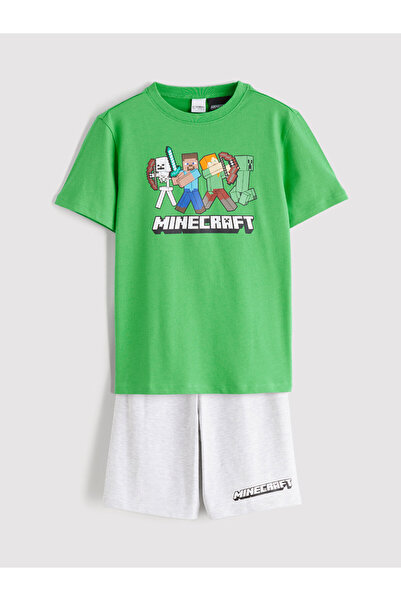 LC Waikiki Set de pijamale scurte pentru băieți cu imprimeu Minecraft