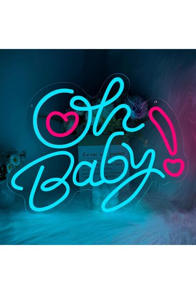 Slasa Oh Baby LED Neon Sign 30x40 cm Multicolor Light with 6mm Acrylic Base W...