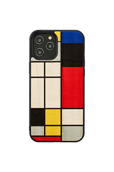 Other Husa MAN&WOOD pentru iPhone 12/12 Pro, model lemn Mondrian, negru